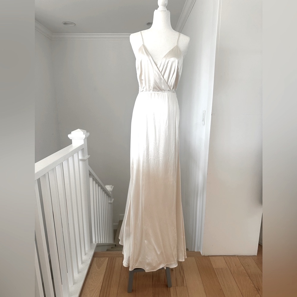 NWT Reformation Silk Bridal Alexandria Wrap Maxi Dress in Ivory White Cream - Picture 6 of 12